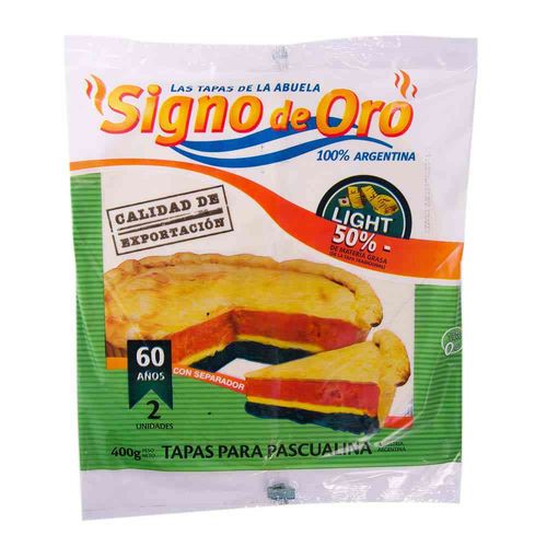 Tapas Para Pascualina Signo De Oro Light 400 Gr