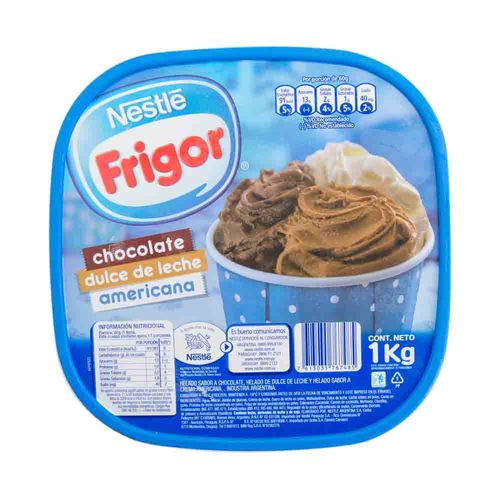 Helado Balde Dulce De Leche Americana Y Chocolate 1 Kg Frigor