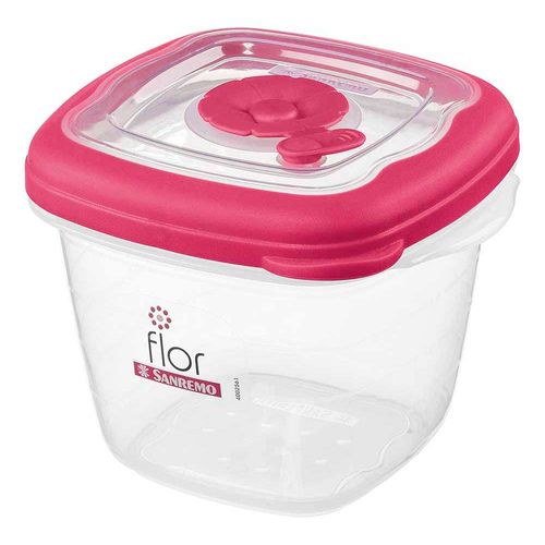 Hermetico Cuadrado Alto Flor Rosa San Remo