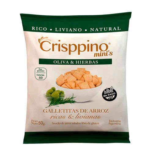 Snack Mini Oliva Y Hierbas Crisppino Bolsa 50 Gr