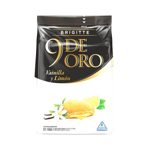 Galleta Vainilla Relleno Limon 9 De Oro 160 Gr