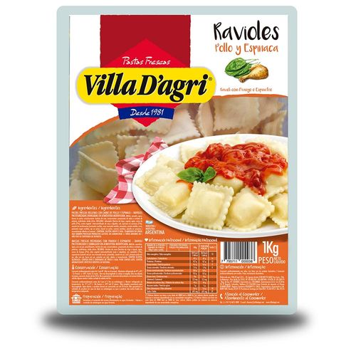 Ravioles Villa Dágri Con Pollo Y Espinaca 1un.