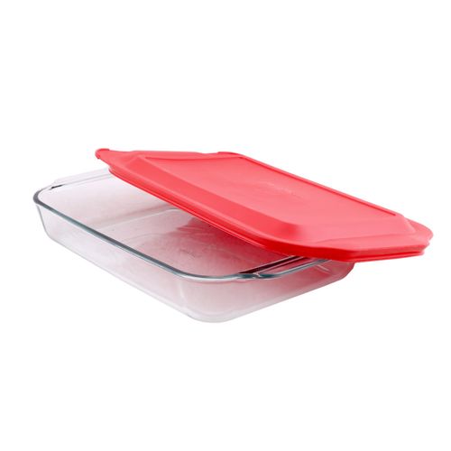 Fuente Rectangular Con Tapa Roja 3 Lt