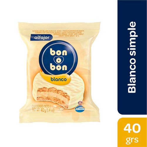 Alfajores Bon O Bon Blancos 40 Gr