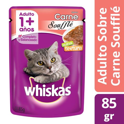 Alimento Whiskas Para Gatos Souffle Adulto Carne X85g