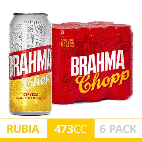 Cerveza Rubia Brahma Chopp 6-pack 473 Ml Lata