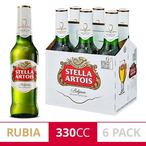 Cerveza Rubia Stella Artois 6-pack 330 Ml Porr¢n Descartable