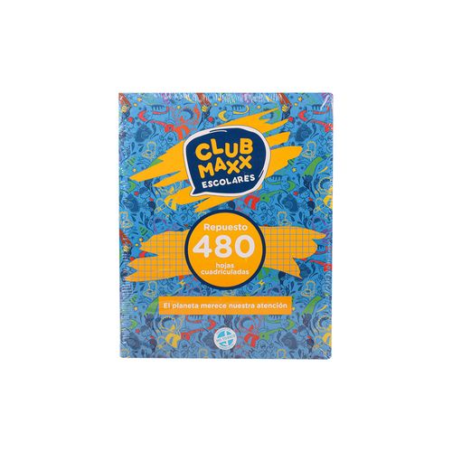 Repuesto Cuadriculado Escolares 480 Hojas Club Maxx