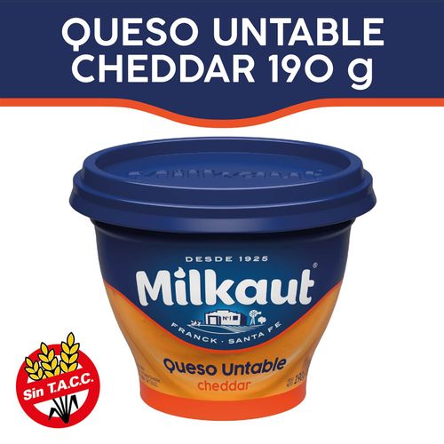 Queso Untable Milkaut Cheddar Pote 190 Gr
