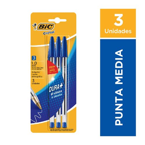 Boligrafo Cristal Azul X 3 Bic