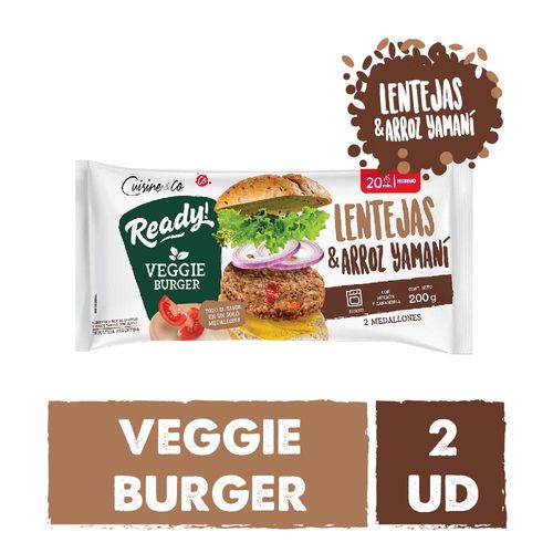 Burgers Lentejas Y Arroz Yamaní 2 Un X 200 Grs Cuisine & Co
