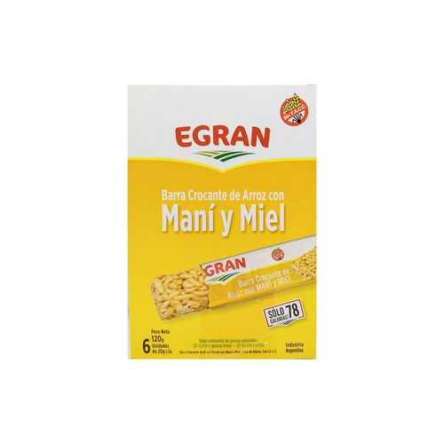 Barra Crocante Con Maní Y Miel Egran 120 Gr