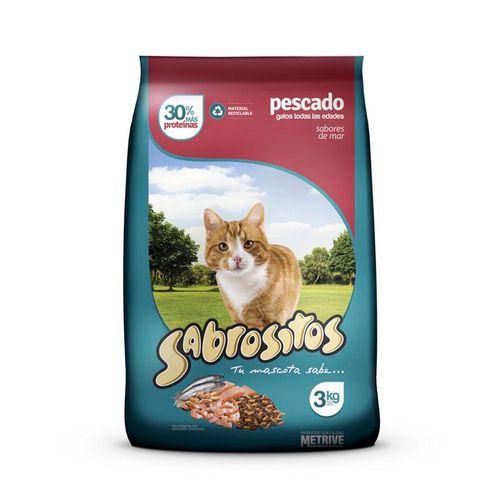 Alimento Sabrositos Para Gatos Pescado X3kg