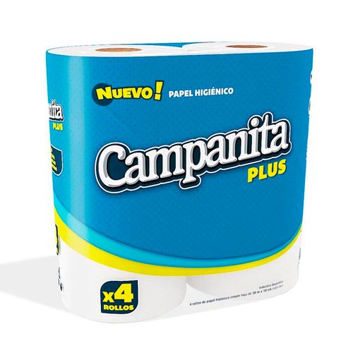 Papel Higienico  Campanita Hoja Simple Plus X 4 Unidades De 30 Metros Por Rollo  - Bsa-120-m2 - Sin