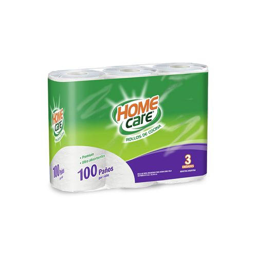 Rollo Cocina Doble Hoja 100 Paños X 3 Un Home Care