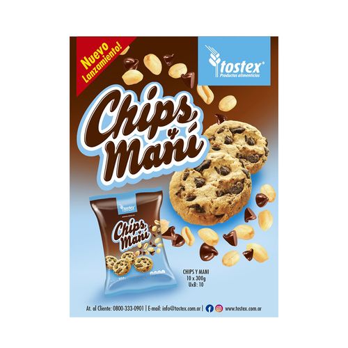 Galletas Tostex Chips De Choco Y Mani 300 Gr