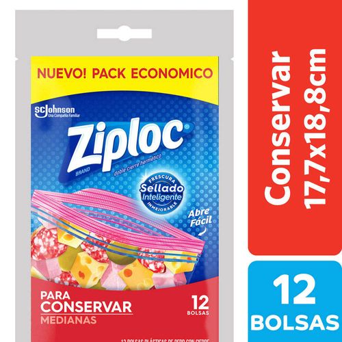 Bolsas Herméticas Ziploc Para Conservar Medianas 12un