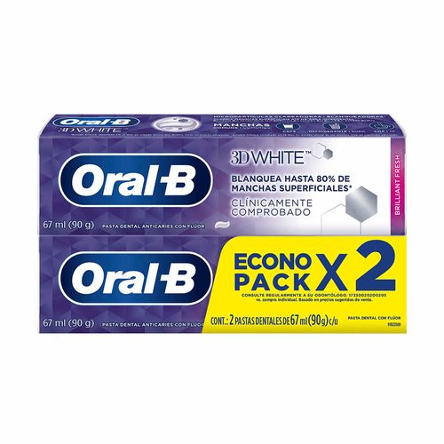 Pasta Dental Oral B 3d White 90g X2