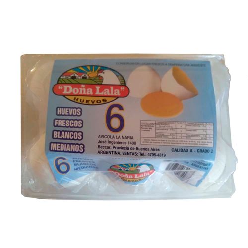 Huevos Blancos Doña Lala X 6u  Plastico