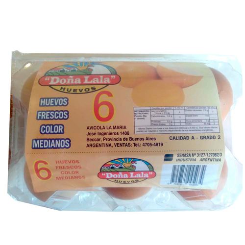 Huevos Color Doña Lala X 6u Plastico