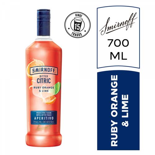 Aperitivo Smirnoff Bitter Citric Ruby Orange 700 Ml