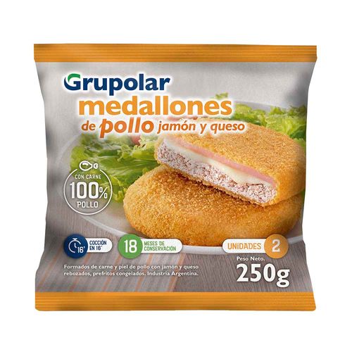 Medallones De Pollo Grupolar Con Jamón Y Queso 250 Gr