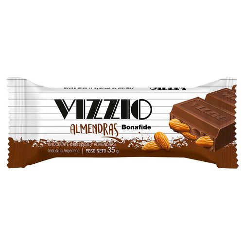 Chocolate Vizzio Con  Leche Y Almendras 35g