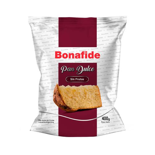 Pan Dulce Bonafide Sin Frutas 400gr