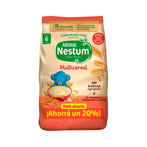 Cereal Infantil Nestum Multicereal Sin Azúcar Flowpack X500gr