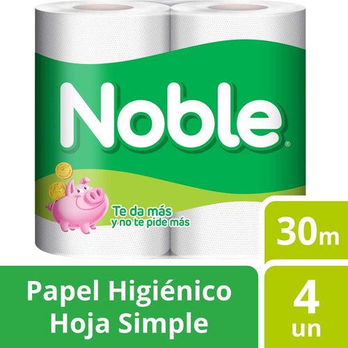 Papel Higiénico Noble Hoja Simple - 30 M X 4 U