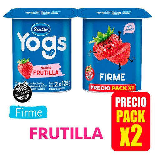 Yogur Yogs Firme Entero Frutilla Pot 2x125g