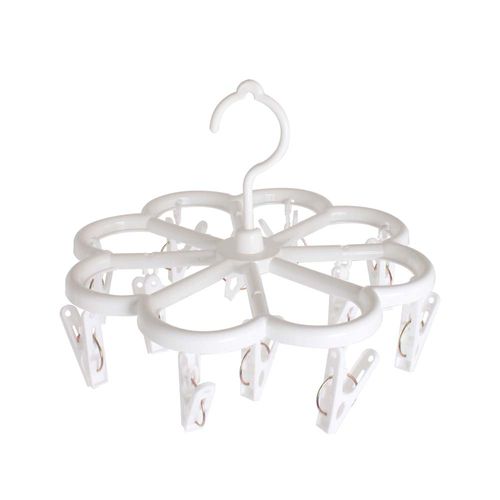 Colgador Lavanderia Con 12 Clips Blanco 24,4x24,4x18,5cm