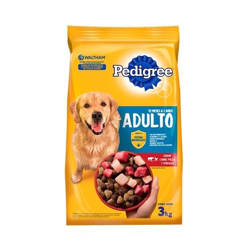 Alimento Para Perros Pedigree Adulto Carne, Pollo Y Cereales 3 Kg