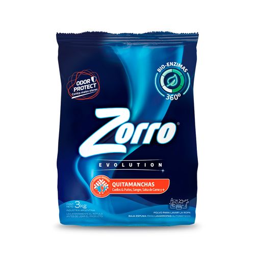 Jabon Polvo Zorro Evolution Quitamanchas 3kg