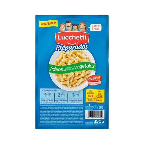 Fideos Lucchetti Preparados Salsa Vegetales X3