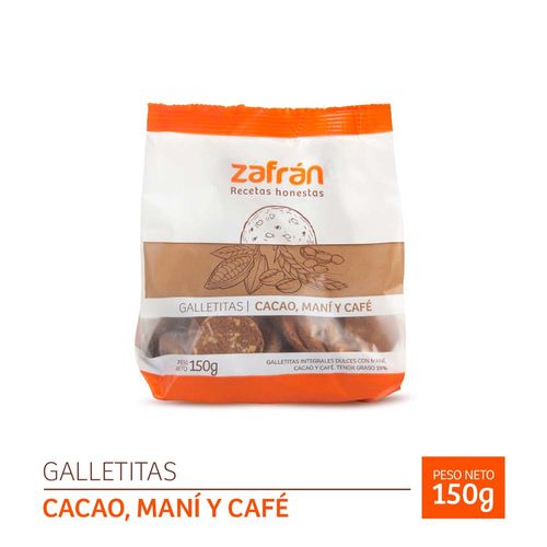Galletitas Cacao Maní Y Café 150 Gr Zafrán