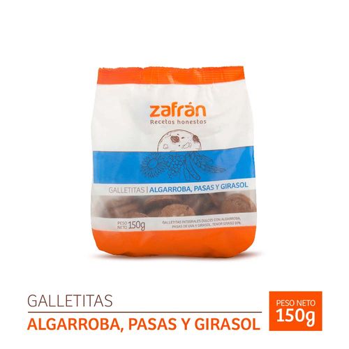 Galletitas Algarroba Pasas Y Girasol 150 Gr Zafrán