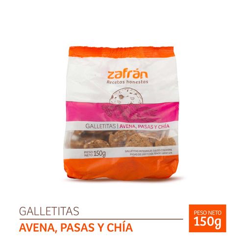 Galletitas Avena. Pasas Y Chia Zafran X 150grs