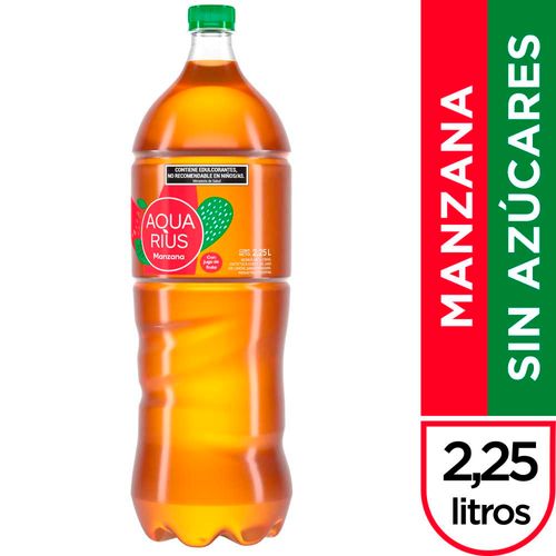 Agua Saborizada Aquarius Sin Azúcares Manzana 2,25 Lt