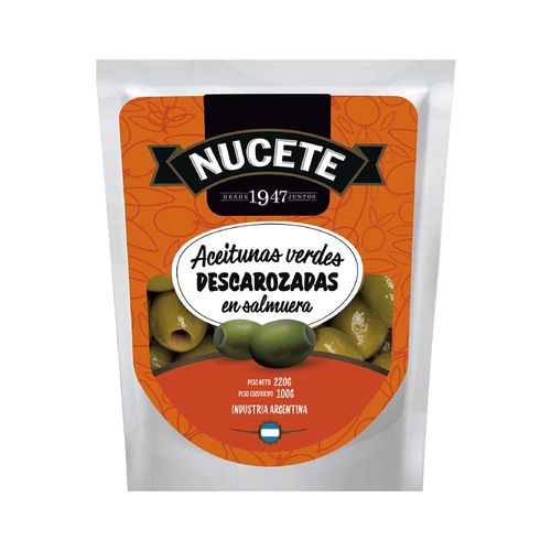 Aceituna Verde Descarozada 220 Gr Nucete