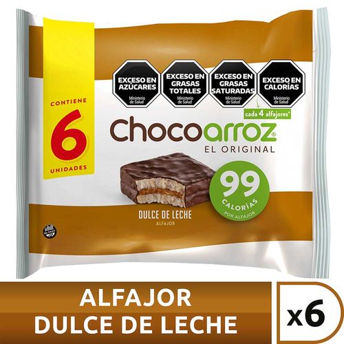 Alfajor De Arroz Dulce De Leche Chocoarroz 22 Gr X 6 U