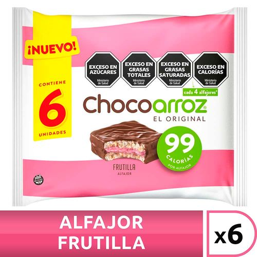 Alfajor  Frutilla Chocoarroz  Six Pack X132 Gr