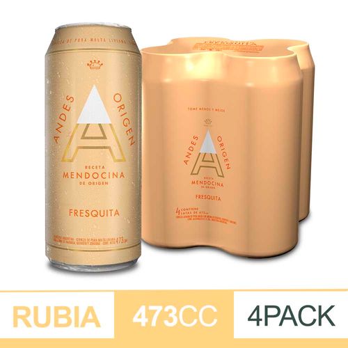 Cerveza Andes Origen Fresquita 473cc 4un