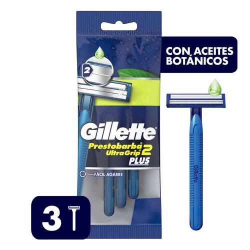 Afeitadora Con Aceites Botánicos Prestobarba Ultragrip2 Plus 3 Un