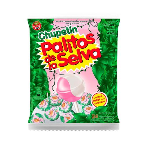 Chupetines Frutilla Y Vainilla Palitos De La Selva 432 Gr