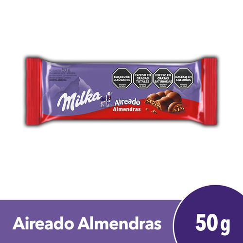 Chocolate Milka Aireado Con Almendras 50 Gr