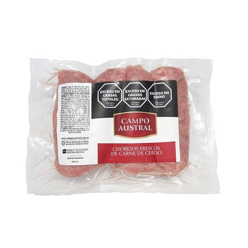 Chorizo Puro Cerdo Al Vacio - 4u -x Kg- Campo Austral