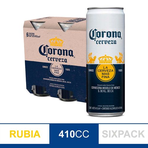 Cerveza Corona Rubia 410cc Sixpack