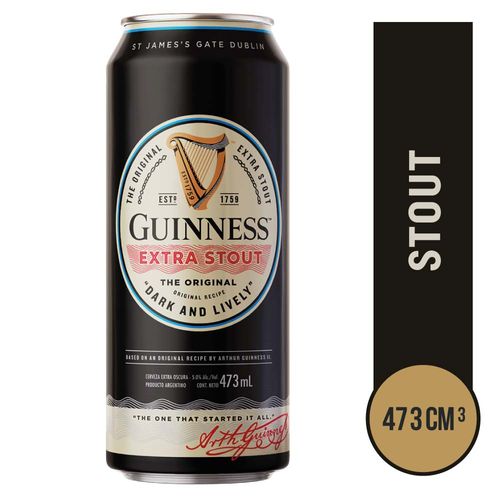 Cerveza Guinness Extra Stout 473 Ml