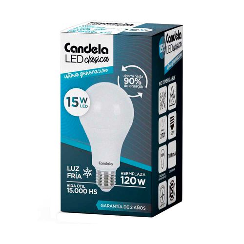 Led Bulbo E27 Fría 15 W Candela